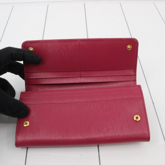 PRADA Saffiano / Vitello Move Leather Continental Wallet & Card Case Red - Picture 3 of 12